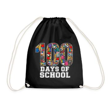 100 Tage Klassenzimmer Schulsachen Schüler Stolz - Turnbeutel - Schwarz - Vorne