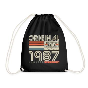 Cadeau d’anniversaire rétro vintage 1987 - Sac de sport léger - noir - Devant