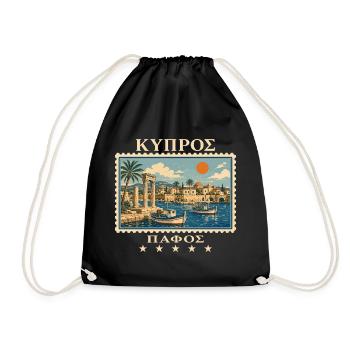 Zypern Paphos Vintage Reisemarke - Turnbeutel - Schwarz - Vorne