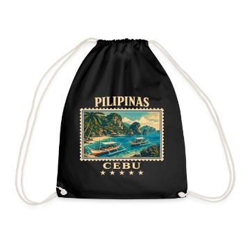 Philippinen Cebu Vintage Reisemarke - Turnbeutel - Schwarz - Vorne