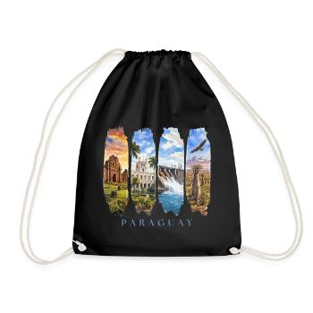 Paraguay Vacation Travel – South America Culture Motif - Drawstring Bag - black - Front