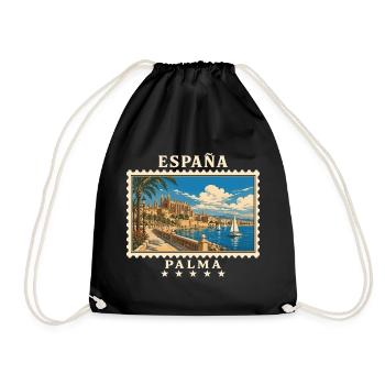 Spanien Palma de Mallorca Vintage Reisemarke - Turnbeutel - Schwarz - Vorne