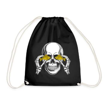 Skull with yellow fish eyes - Drawstring Bag - black - Front