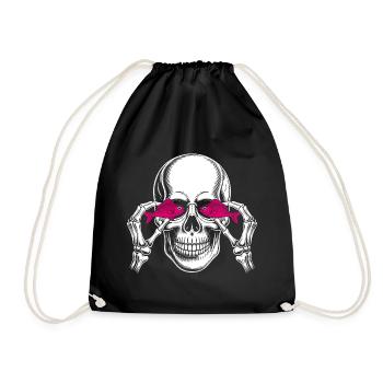 Crâne avec poisson rose - Sac de sport léger - noir - Devant