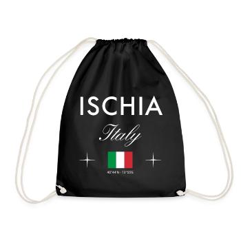 Ischia Italy Coordinates Travel Souvenir - Drawstring Bag - black - Front