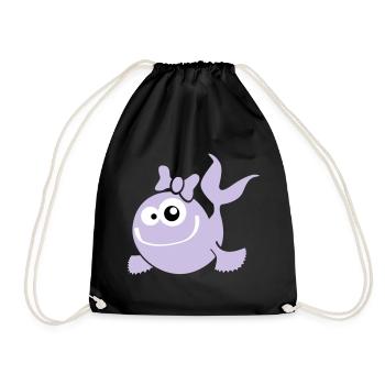 fish_girl - Drawstring Bag - black - Front