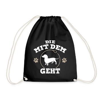 Die mit dem Dackel, Kurzhaardackel geht - Turnbeutel - Schwarz - Vorne
