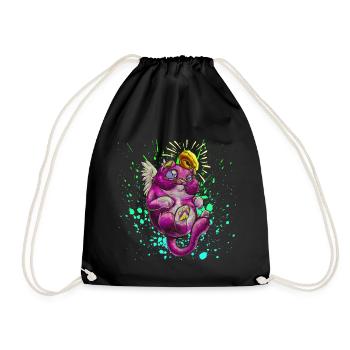 Cute catangel - Drawstring Bag - black - Front