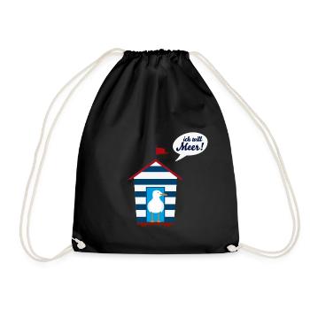 I want sea - Drawstring Bag - black - Front