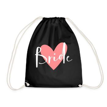 Bride rosa Herz Junggesellinnenabschied - Turnbeutel - Schwarz - Vorne