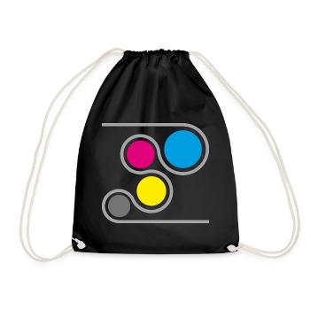 Drucker CMYK Grafik - Turnbeutel - Schwarz - Vorne