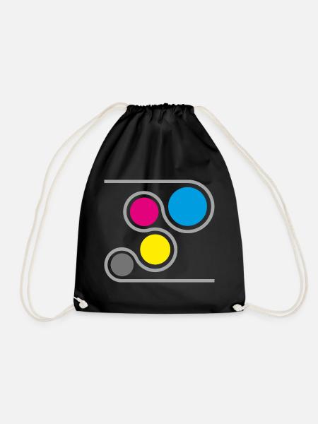Drucker CMYK Grafik - Turnbeutel - Schwarz