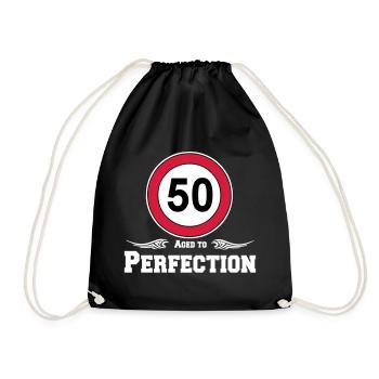 50.Geburtstag , 50 Jahre , Aged to Perfection (25) - Turnbeutel - Schwarz - Vorne