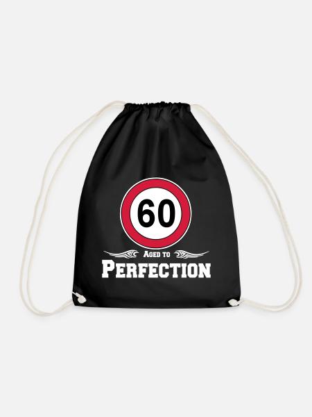 60th Birthday , Aged to Perfection 60 .... (25) - Drawstring Bag - black