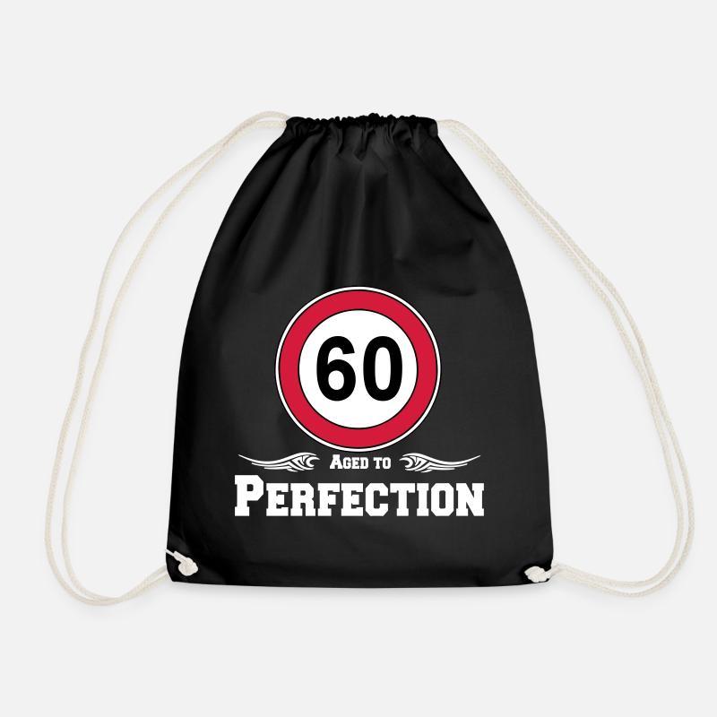 60th Birthday , Aged to Perfection 60 .... (25) - Drawstring Bag - black
