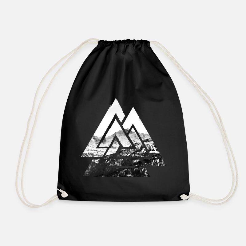 Valknut, Symbol von Odin - Mit Gebirge - Turnbeutel - Schwarz