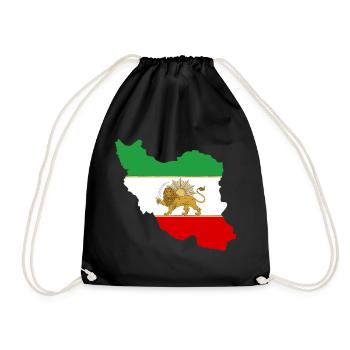 Iran Flag Lion and Sun - شیر خورشید پرچم - Drawstring Bag - black - Front