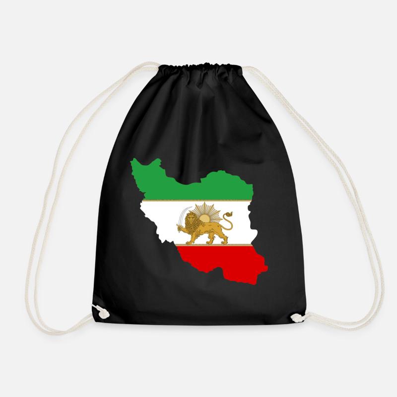 Iranische Flagge Löwe und Sonne - شیر خورشید پرچم - Turnbeutel - Schwarz