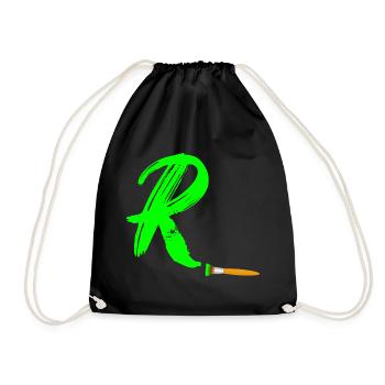 brush green r - Drawstring Bag - black - Front