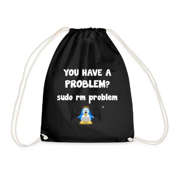 Linux sudo rm Problem Programmer Saying - Drawstring Bag - black - Front