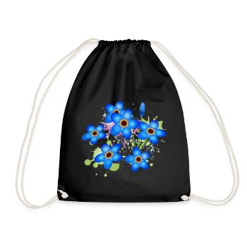 graffiti bleu vif oublie-moi-pas - Sac de sport léger - noir - Devant
