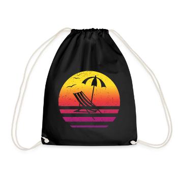 Urlaub Retro Style Vintage - Turnbeutel - Schwarz - Vorne