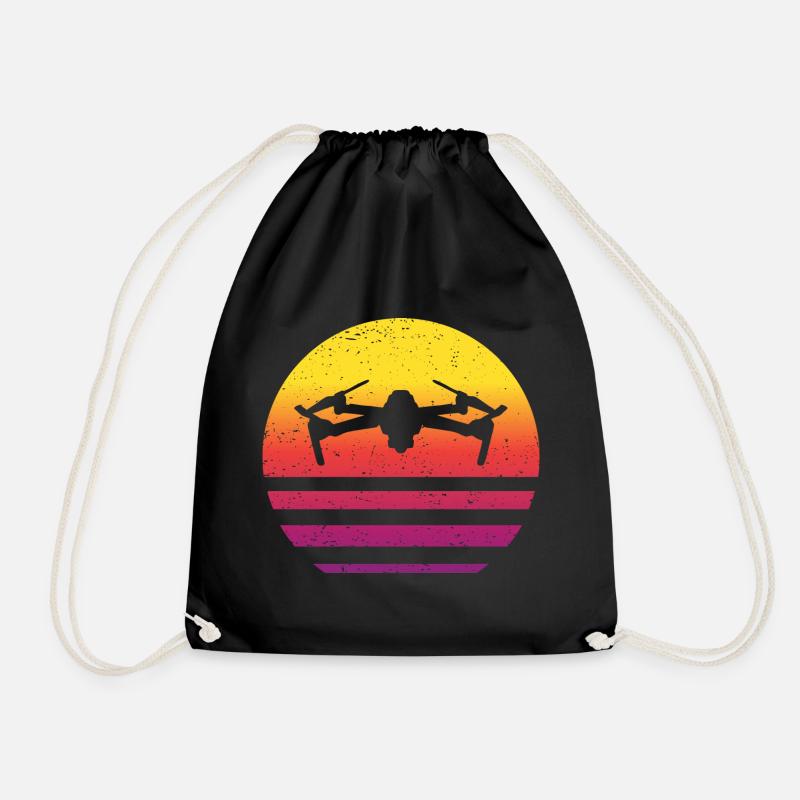 Drohne Retro Style Vintage - Turnbeutel - Schwarz