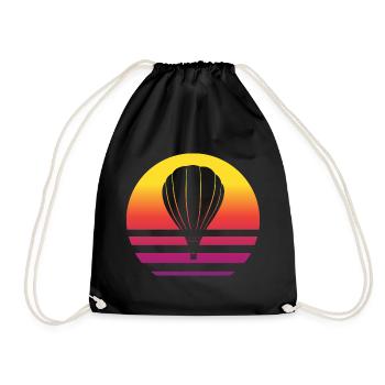 Hot Air Balloon Retro Style Vintage - Drawstring Bag - black - Front