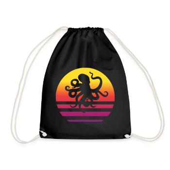 Octopus Retro Style Vintage - Drawstring Bag - black - Front