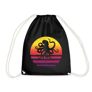 Octopus Retro Style Vintage - Drawstring Bag - black - Front
