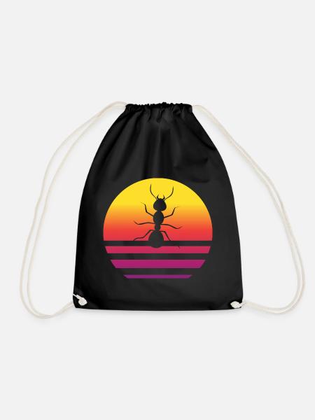Ant Retro Style Vintage - Drawstring Bag - black