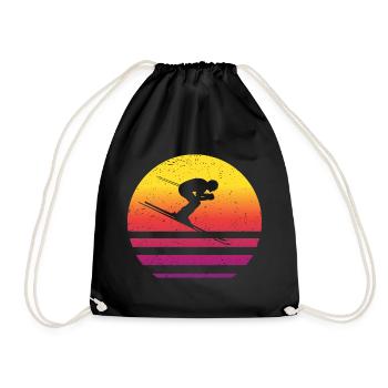 Skifahren Retro Style Vintage - Turnbeutel - Schwarz - Vorne