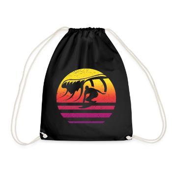 Surfen Retro Style Vintage - Turnbeutel - Schwarz - Vorne