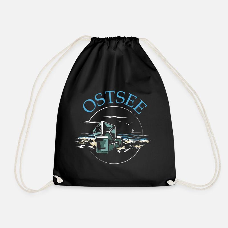 Ostsee Strandkorb See Symbol Meer Illustration - Turnbeutel - Schwarz