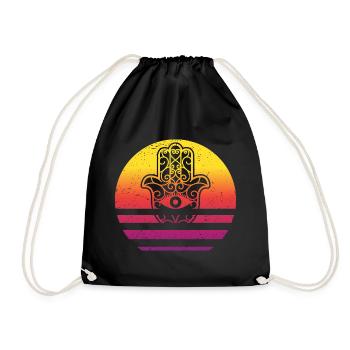 Hamsa Hand der Fatima Retro Style Vintage - Turnbeutel - Schwarz - Vorne