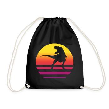 Dinosaure Rétro Style Vintage - Sac de sport léger - noir - Devant