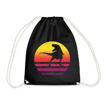 Dinosaure Rétro Style Vintage - Sac de sport léger - noir - Devant
