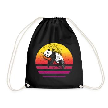 Panda Retro Style Vintage - Turnbeutel - Schwarz - Vorne
