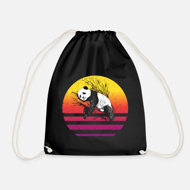 Panda Retro Style Vintage - Turnbeutel - Schwarz