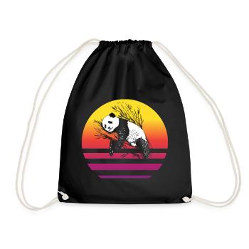 Panda Retro Style Vintage - Turnbeutel - Schwarz - Vorne