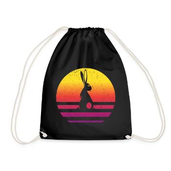 Lapin Rétro Style Vintage - Sac de sport léger - noir - Devant