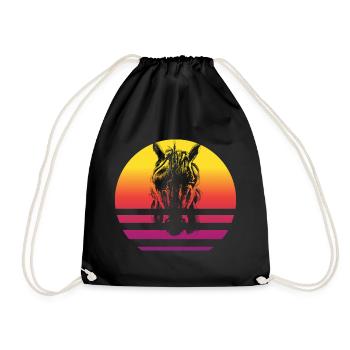 Einhorn Retro Style Vintage - Turnbeutel - Schwarz - Vorne