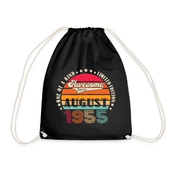 Awesome since August 1955 67th Birthday Gift - Drawstring Bag - black - Front