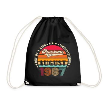 Awesome since August 1987 35th Birthday Gift - Drawstring Bag - black - Front