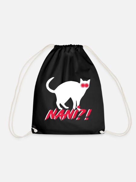 Nani?! Lustige Nani Katze - Turnbeutel - Schwarz