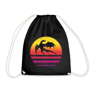 Drache Retro Style Vintage - Turnbeutel - Schwarz - Vorne
