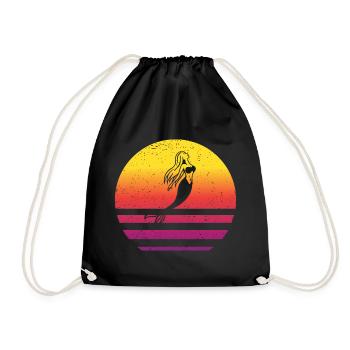 Mermaid Retro Style Vintage - Drawstring Bag - black - Front