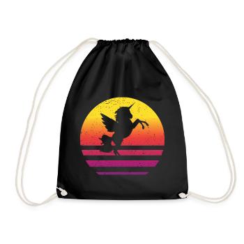Einhorn Retro Style Vintage - Turnbeutel - Schwarz - Vorne