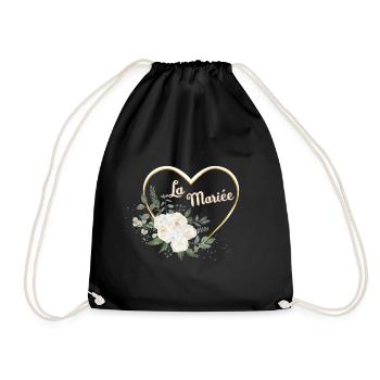 Die Braut Blumenherz Gold - Turnbeutel - Schwarz - Vorne