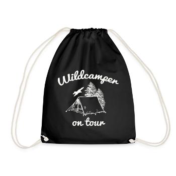Wildcamper On Tour Shirt Forest Camping Leisure - Drawstring Bag - black - Front